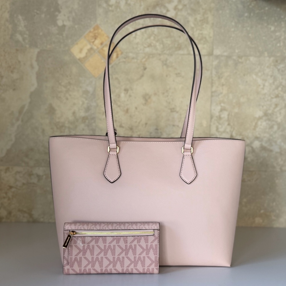 Michael Kors Sheila LG Tote Shoulder Bag + Wallet Pink - Picture 2 of 15